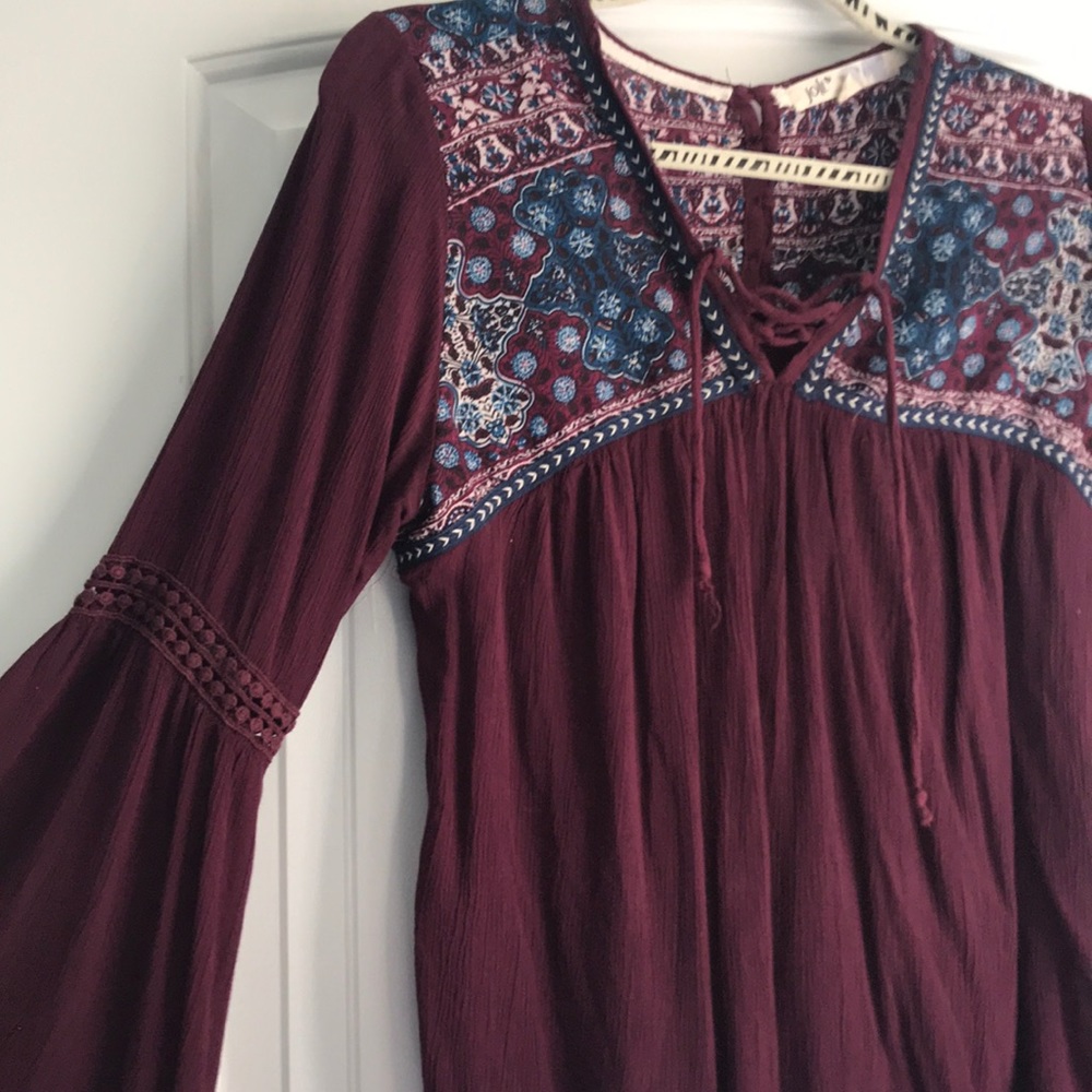 Maroon Bell Sleeve Top